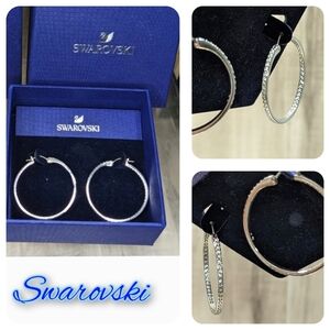 Elegant Swarovski Silver Crystal Hoop Earrings Timeless Rhodium Classic